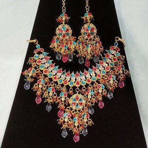Indian Jewelry Set - Necklace + Earrings